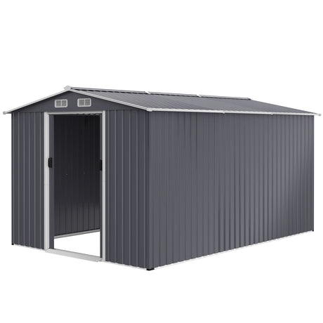 Outdoor Storage Shed Large Metal Tool Sheds, Heavy Duty Storage House With Sliding Doors HouseOfZazla