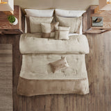 7 Piece Faux Suede Comforter Set Tan King