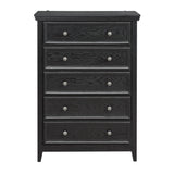 Modern 5-Drawer Black Dresser for Living Room Storage