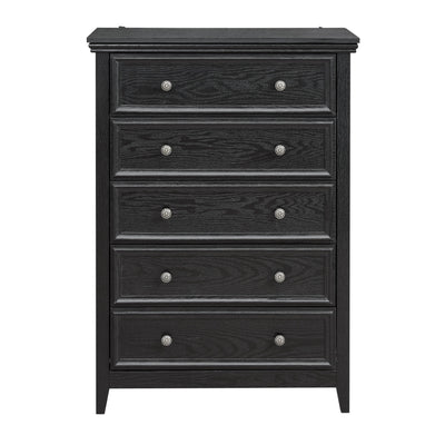 Modern 5-Drawer Black Dresser for Living Room Storage
