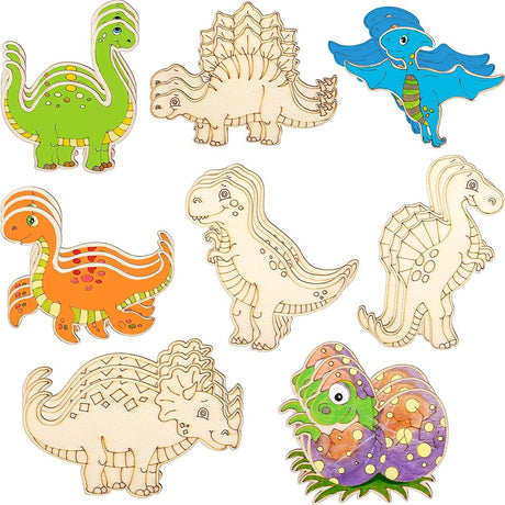 Dinosaur Unfinished Wood Cutouts Dinosaur Wooden Paint Crafts for Kids Home Decoration WoodArtSupply