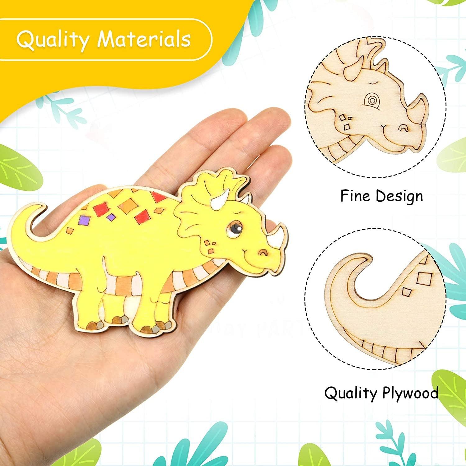 Dinosaur Unfinished Wood Cutouts Dinosaur Wooden Paint Crafts for Kids Home Decoration - WoodArtSupply