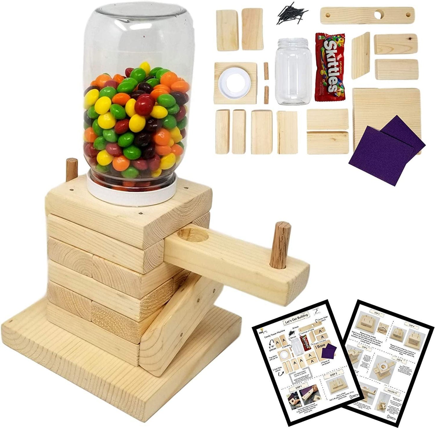 DIY Candy Dispenser Wood Building Kit Real Wood Gift STEM Teaching Tool - WoodArtSupply