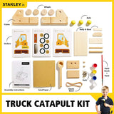 DIY Truck Catapult Building Kit for Kids Yellow Wood Construction Toy Beginning Woodworking Set with Paints WoodArtSupply