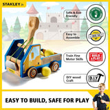 DIY Truck Catapult Building Kit for Kids Yellow Wood Construction Toy Beginning Woodworking Set with Paints WoodArtSupply