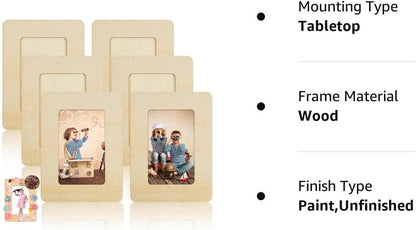 DIY Wood Picture Frames Unfinished Solid Wood Photo for 3 X 5 in Photos Wood Crafts (12 Pieces) - WoodArtSupply