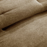 7 Piece Faux Suede Comforter Set Brown Queen