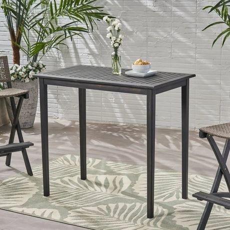 Outdoor Minimalist Acacia Wood Rectangle Bar Table HouseOfZazla