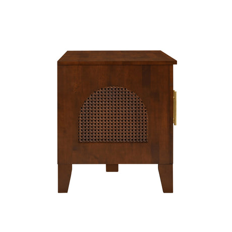 Lars Indoor Rattan Decorated Rubber Wood Dog Crate Cabinet Furniture HouseOfZazla