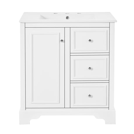 Bathroom Vanity With Sink, Modern Elegant Bathroom Storage Cabinet With 3 Drawers And Adjustable Shelves, Freestanding Vanity Set With Mirror Cabinet, Single Sink Bathroom Vanity HouseOfZazla