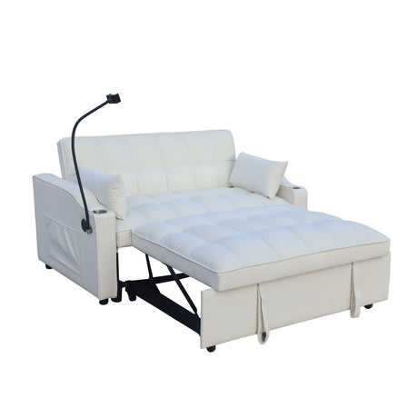 Modern Loveseat Futon Sofa With Pullout Bed, Adjustable Reclining Backrest, Toss Pillows HouseOfZazla