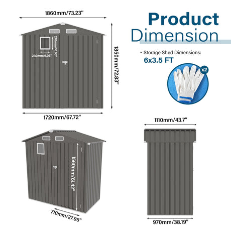 Compact Outdoor Storage Shed With Peaked Roof And Lockable Door - Gray HouseOfZazla