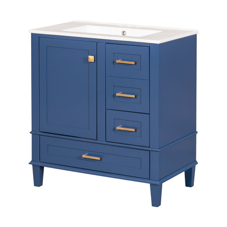 Bathroom Vanity, Modern Bathroom Cabinet With Sink Combo Set, Bathroom Storage Cabinet With A Soft Closing Door And 3 Drawers, Solid Wood Frame HouseOfZazla