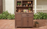 TOPAMX Potting Bench with Hutch, Solid Fir Wood Garden Workstation