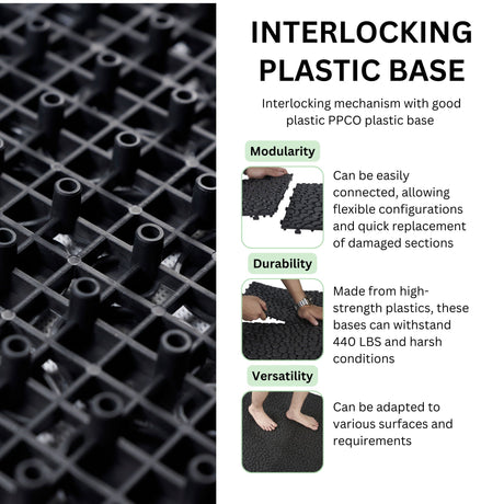 Interlocking Deck Tiles Plastic Waterproof Outdoor All Weather Anti-Slip Bathroom Shower Balcony Porch Strong Weight Capacity Upto 440 Lbs, Pebble Stone Pattern HouseOfZazla
