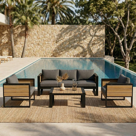 Aluminum Frame Large 4-Piece Outdoor Patio Furniture Set for 5 Person HouseOfZazla
