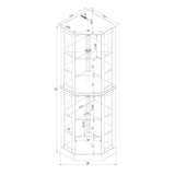 6 Shelf Corner Curio Display Cabinet With Lights, Mirrors And Adjustable Shelves