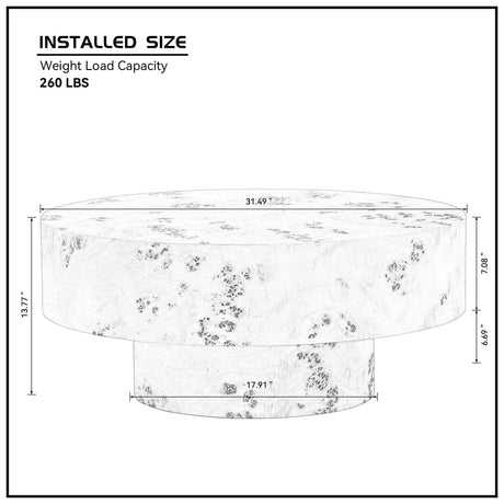 31.49" Burl Wood Veneer Round Coffee Table HouseOfZazla