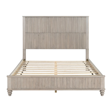 Solid Wood Queen Platform Bed Frame with Tall Headboard HouseOfZazla