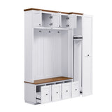 Entryway Hall Tree With Storage Bench, Coat Rack Shoe Bench With Cabinets