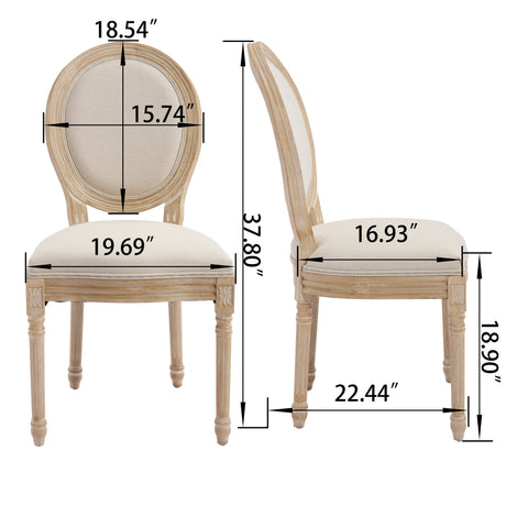 French Country Dining Chairs Set of 2 with Upholstered Round Back HouseOfZazla