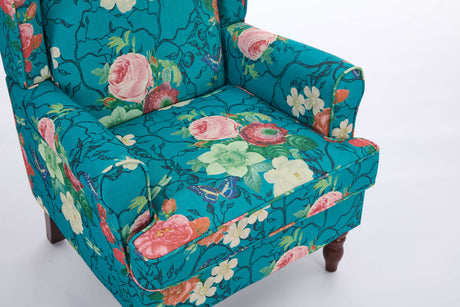Modern Accent Chair with Retro Wood Legs - Floral HouseOfZazla