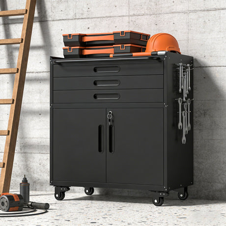 Rolling Tool Cabinet Heavy Duty Garage Storage With Lockable Doors HouseOfZazla
