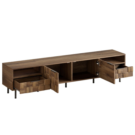 TV Stand With 2 Drawers, Media Console Table For TVs Up To 85'' - Natural HouseOfZazla