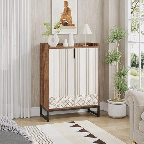 5 Tier Shoe Cabinet With Doors, Compact Entryway Storage Organizer HouseOfZazla