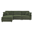 L-Shaped Sectional Sofa With Ottoman, Convertible 4 Seater Couch HouseOfZazla