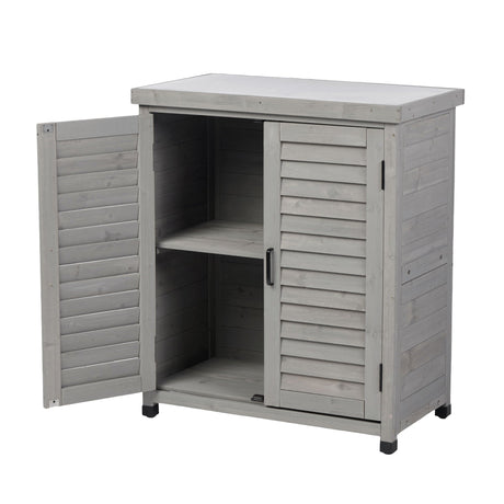Potting Bench With Storage Cabinet And Metal Table Top For Outdoor HouseOfZazla