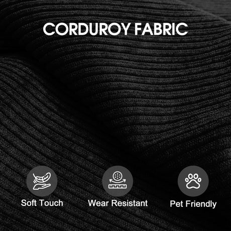78.8' Compression Sofa,Convertible Floor Sofa Bed-with Pillow Back Support Armrest,Comfy Futon Couch Sleeper Bed,Loveseats Boneless Modular Sectional Sofa,Corduroy fabric,for Living Room,Bedroom,Black HouseOfZazla
