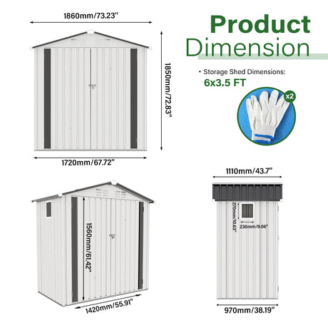 Garden Tool Shed Metal Storage Shed With Peaked Roof Waterproof Lockable Door HouseOfZazla