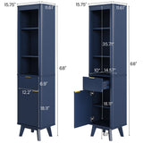 Tall Bathroom Storage Cabinet With Adjustable Shelves And 1 Drawer & Door