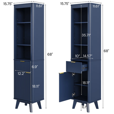 Tall Bathroom Storage Cabinet With Adjustable Shelves And 1 Drawer & Door HouseOfZazla
