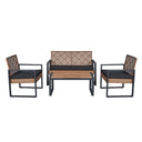 4 Piece Patio Furniture Set With Acacia Wood Table Top And Cushions HouseOfZazla