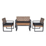 4 Piece Patio Furniture Set With Acacia Wood Table Top And Cushions HouseOfZazla
