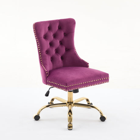 Office Chair Modern Velvet Upholstered Tufted Button (Purple) HouseOfZazla