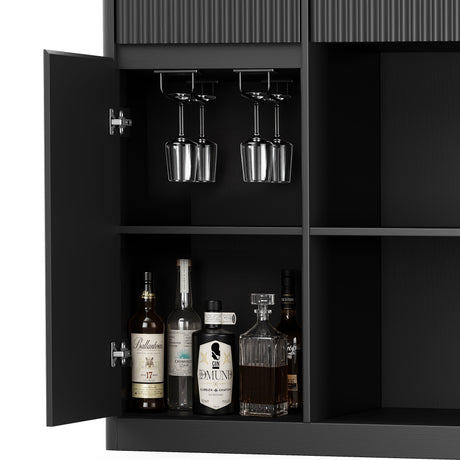 51.2" Modern Fluted Bar Cabinet with Fridge Compartment HouseOfZazla