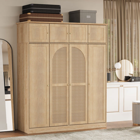 8 Door Armoire Wardrobe with Adjustable Shelves and Hanging Rod HouseOfZazla