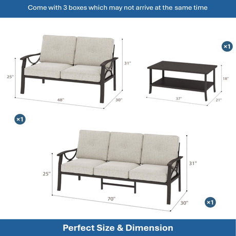 Patio Furniture Set with Coffee Table and Cushions for Backyard HouseOfZazla
