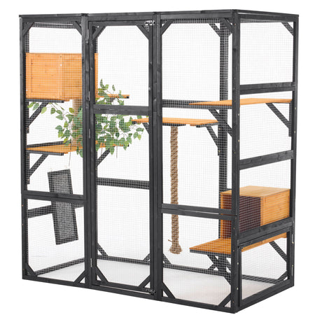 Outdoor Cat House, Diy Cat Enclosure Catio With Double Enter Doors HouseOfZazla