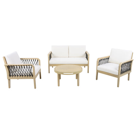 4-Piece Acacia Wood Outdoor Patio Furniture Set HouseOfZazla