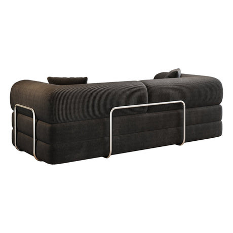 78.8' Compression Sofa,Convertible Floor Sofa Bed-with Pillow Back Support Armrest,Comfy Futon Couch Sleeper Bed,Loveseats Boneless Modular Sectional Sofa,Corduroy fabric,for Living Room,Bedroom,Black HouseOfZazla