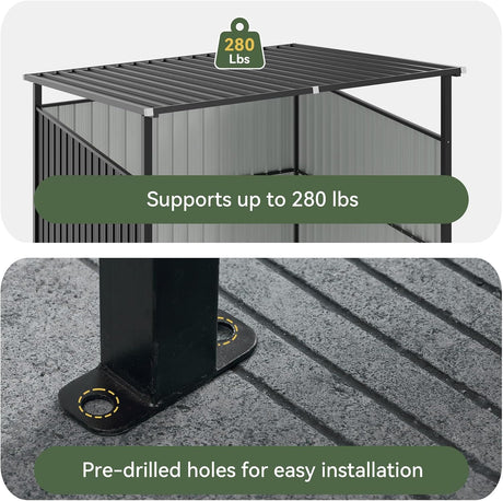 6x6FT Outdoor Pergola with Hardtop Roof, Lean-to Metal Shelter HouseOfZazla