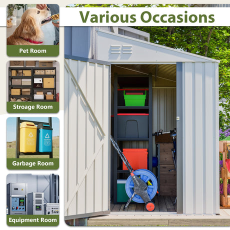 White 4' x 7' Lean-To Storage Shed HouseOfZazla