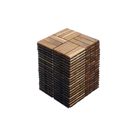 Interlocking Deck Tiles Checker Pattern, Square Acacia Hardwood Outdoor Flooring For Patio, Bancony, Pool Side HouseOfZazla