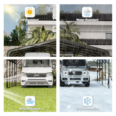 Heavy Duty Carport, All Weather Shelter - Black HouseOfZazla