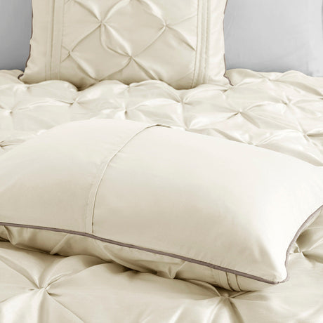 7 Piece Tufted Comforter Set Ivory Queen HouseOfZazla