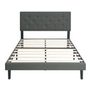 Modern Upholstered Platform Bed Frame With Button Tufted Fabric Headboard HouseOfZazla